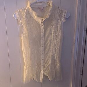 Xhilaration Cream Lace Ruffle Blouse
